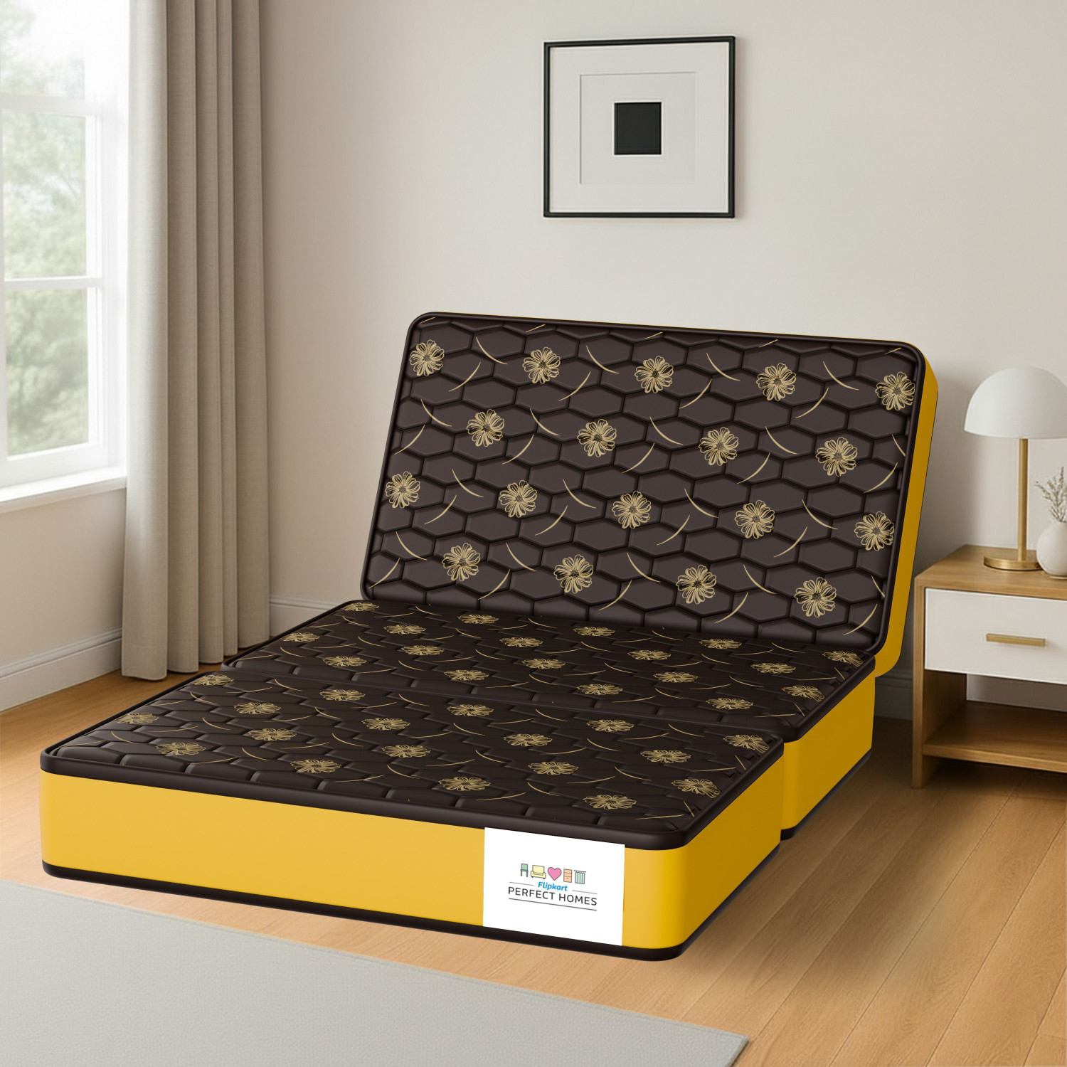 Image of Flipkart Perfect Homes Omaxx - Three Folding /Travel Mattress 4 inch Double PU Foam Mattress