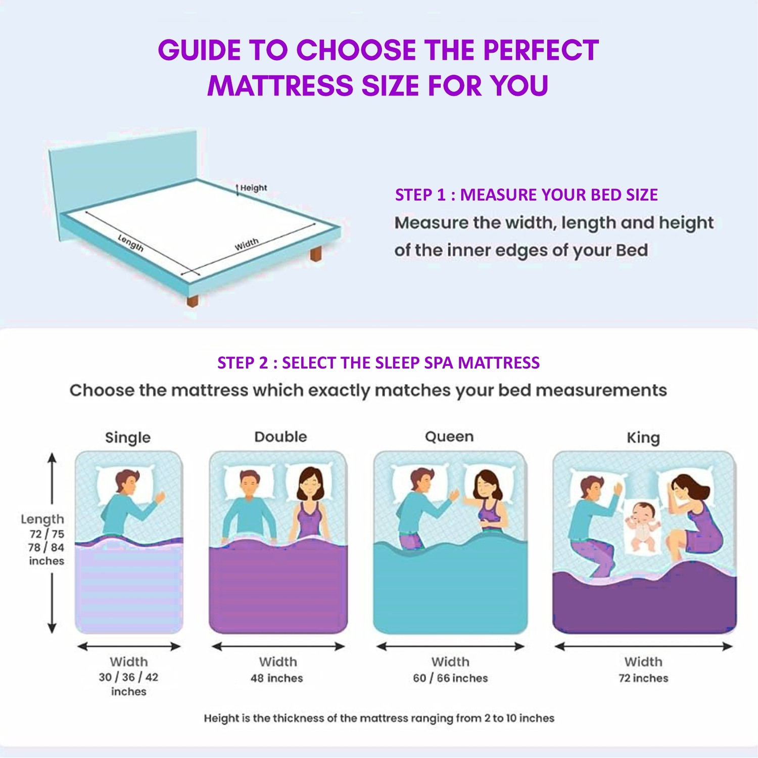 Image of SLEEPSPA Ortho Pocket with SrtX Tech. 8 inch King Pocket Spring Mattress
