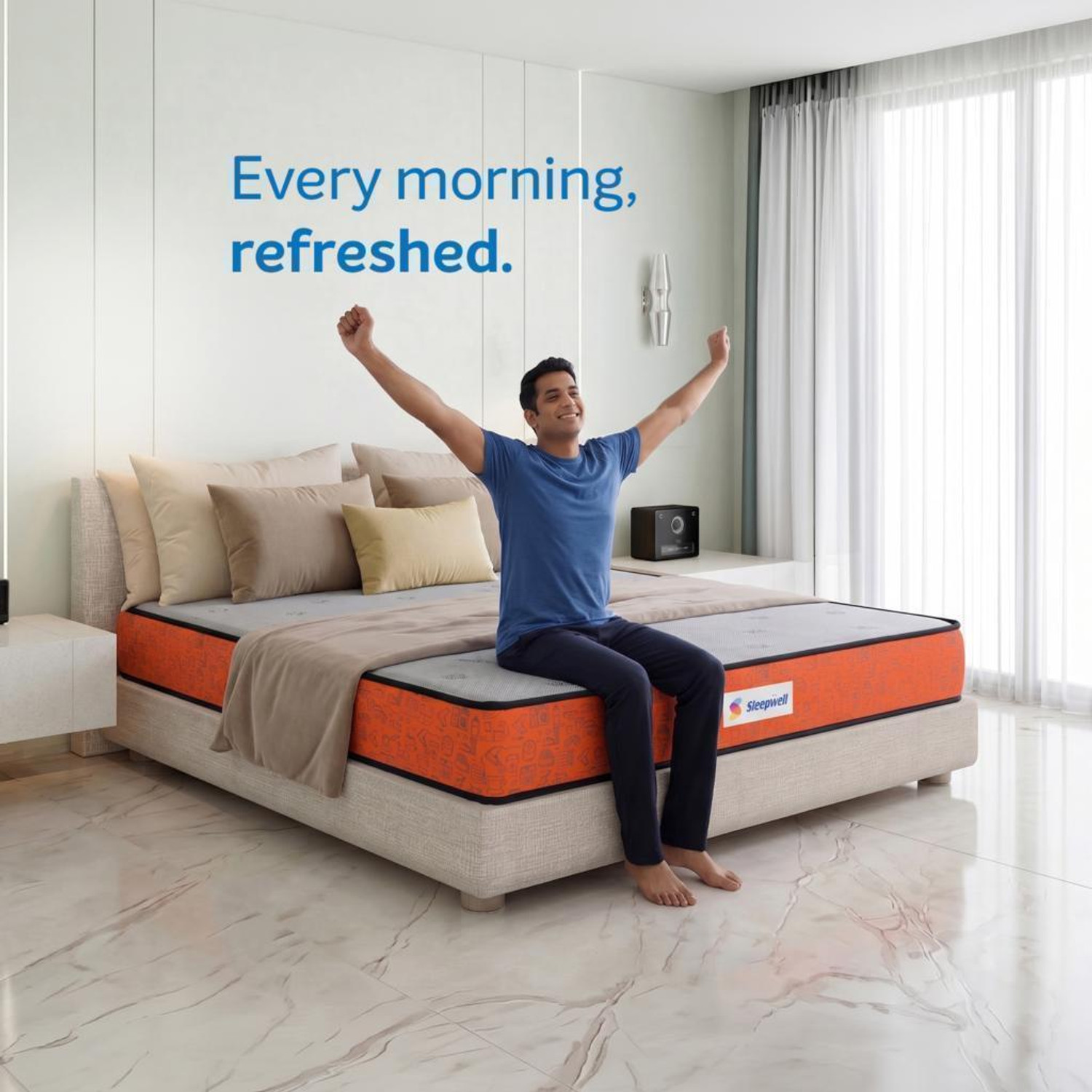 Image of Sleepwell Dual Pro, Medium Soft & Firm, Enhanced Airflow, Anti-Microbial, 10 Yr Warranty, 8 inch Single High Resilience (HR) Foam Mattress