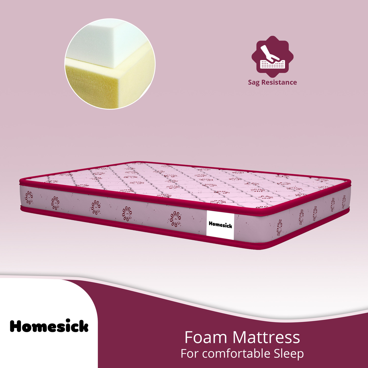 Image of Homesick Bliss Dual Comfort - Soft & Hard 5 inch Single High Density (HD) Foam Mattress