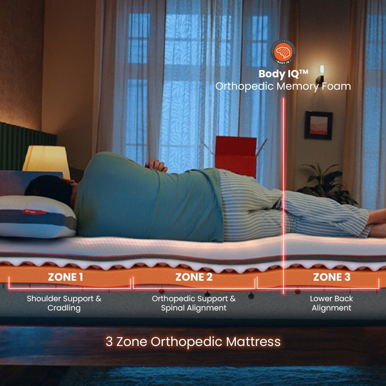 Image of Sleepyhead Sense Designed by Duroflex - BodyIQ Orthopedic Memory Foam Cooling Tech 8 inch King High Density (HD) Foam Mattress