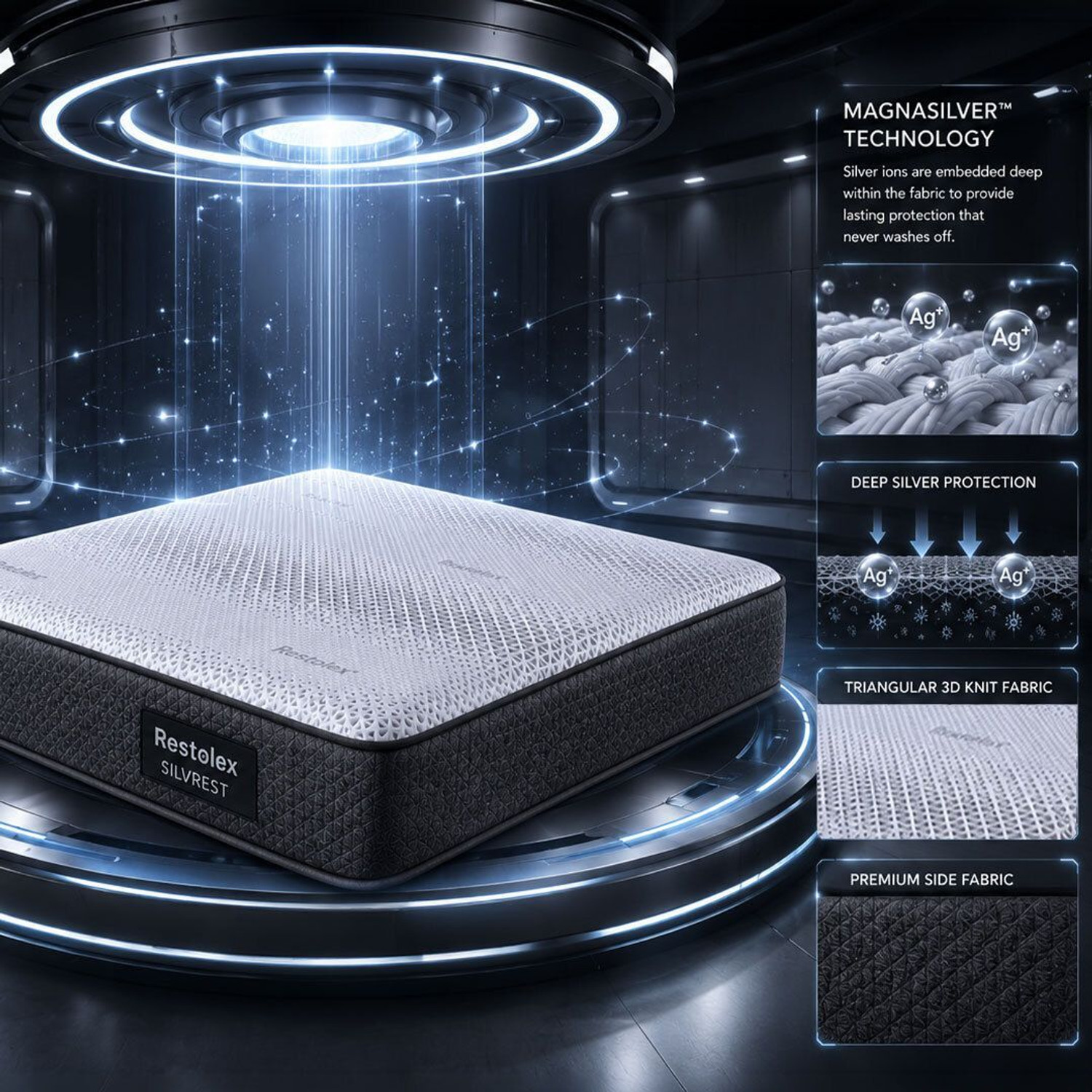 Image of Restolex SilvRest-India's First Silver-Infused with 7-Zone Orthopedic Support Roll-Pack 8 inch King Natural Latex Mattress