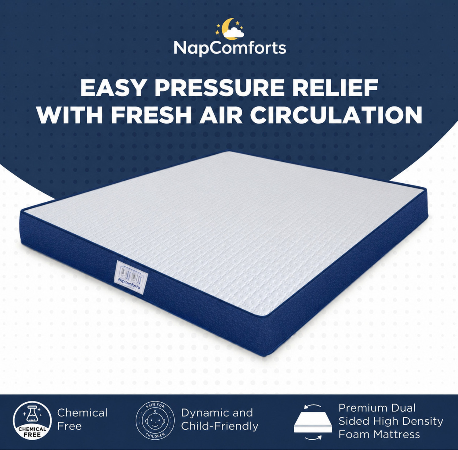 Image of NapComforts Dual Side Ortho 5 inch Double High Resilience (HR) Foam Mattress (L x W: 70 inch x 48 inch)
