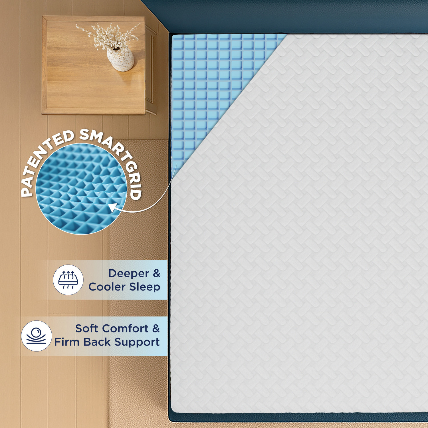 Image of The Sleep Company Orthopedic Grid Mattress | SmartGRID Technology | Medium Firm 5 inch King High Density (HD) Foam Mattress