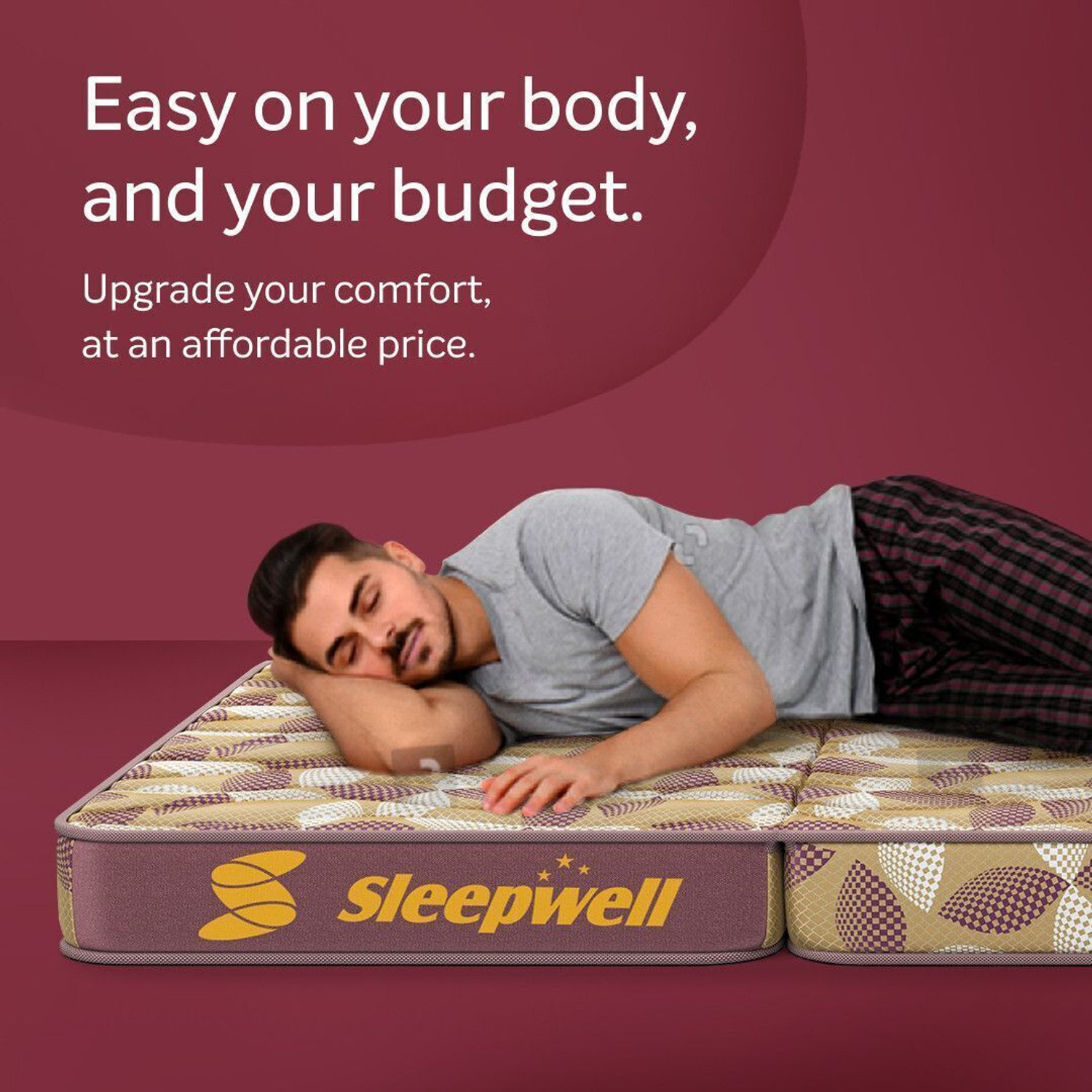 Image of Sleepwell Tarang-Foldable Mattress / Tri-fold /Budget friendly,Medium firm Mattress 3 inch Single PU Foam Mattress