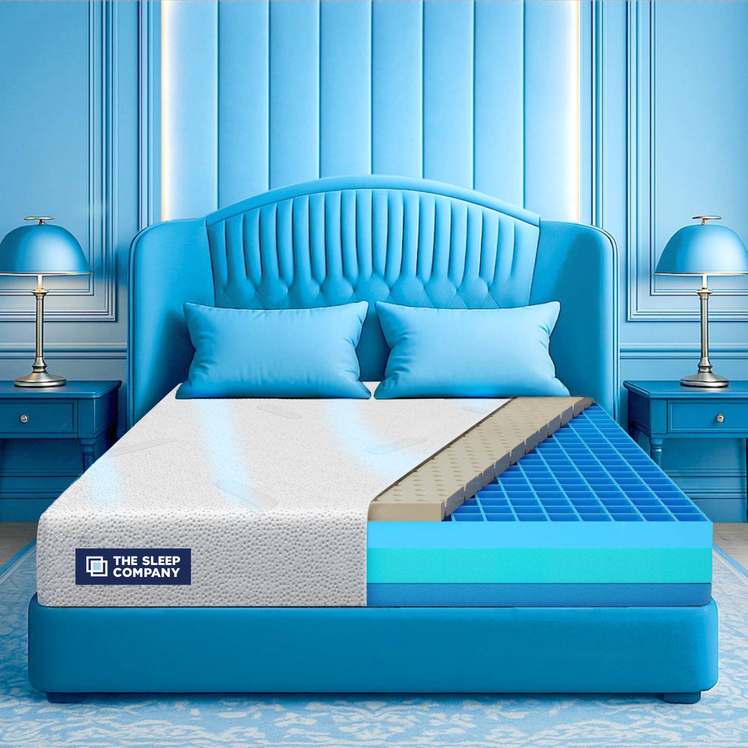The Sleep Company SmartGRID Luxe SnowTec- 4-6 Degree Cooler Luxury Comfort with Plush Soft Feel| 8 inch Single High Density (HD) Foam Mattress