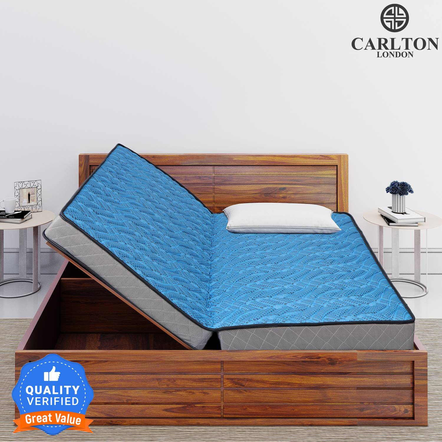 CARLTON LONDON Bookfold Blue Orthopedic Memory Dual Comfort 5 inch King Bonded Foam Mattress