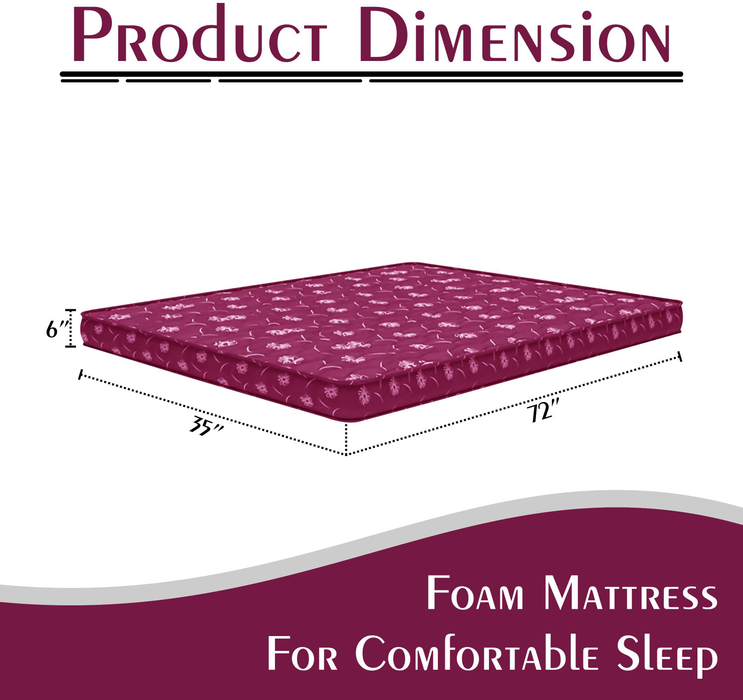 Image of Vansh Furniture PU FOAM MATTRESS 6 inch Single High Density (HD) Foam Mattress