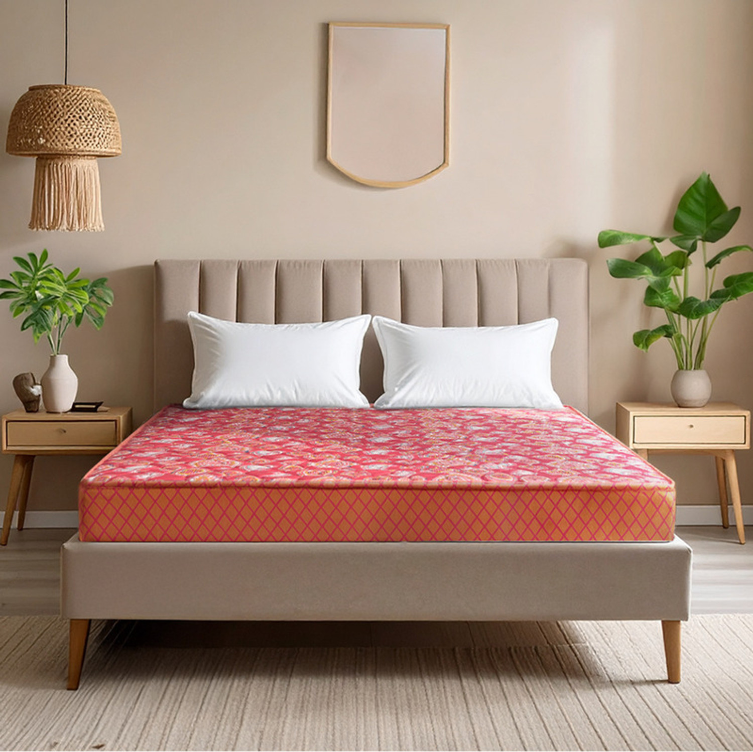 Image of KURLON Natural Rubberized Coir, Medium Firm, Natural Cooling, PU Foam Quilting Top 4 inch Queen Coir Mattress