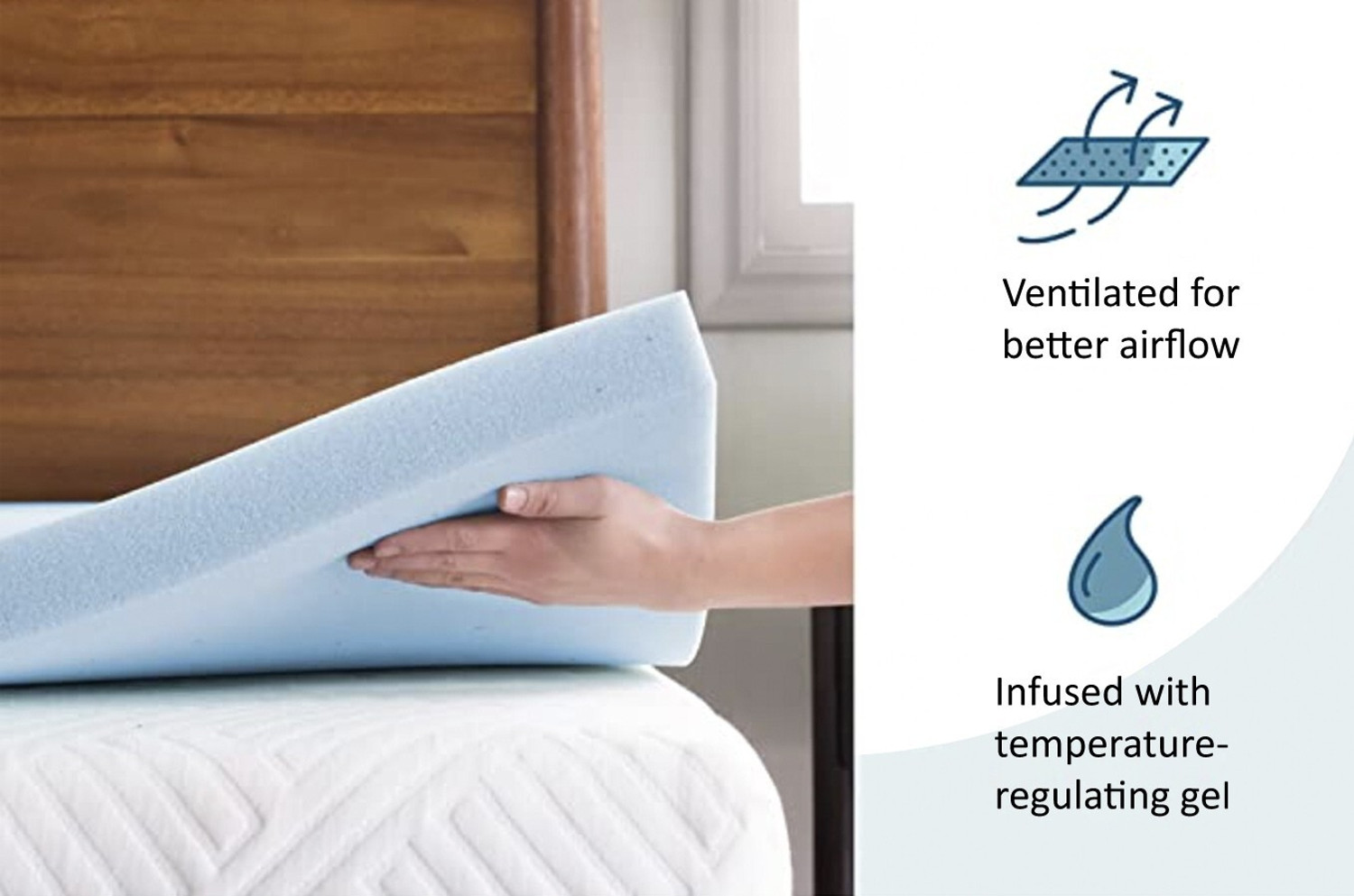 Image of SPRINGTEK 2 inch (5.08 cm) Single Size Memory Foam Breathable Mattress Topper