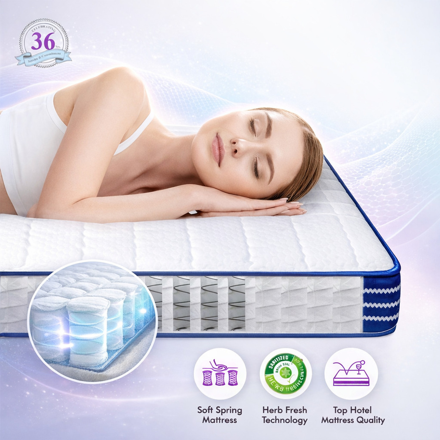 Image of SLEEPSPA Ortho Pocket Mattress with SrtX Technology 8 inch Queen Pocket Spring Mattress