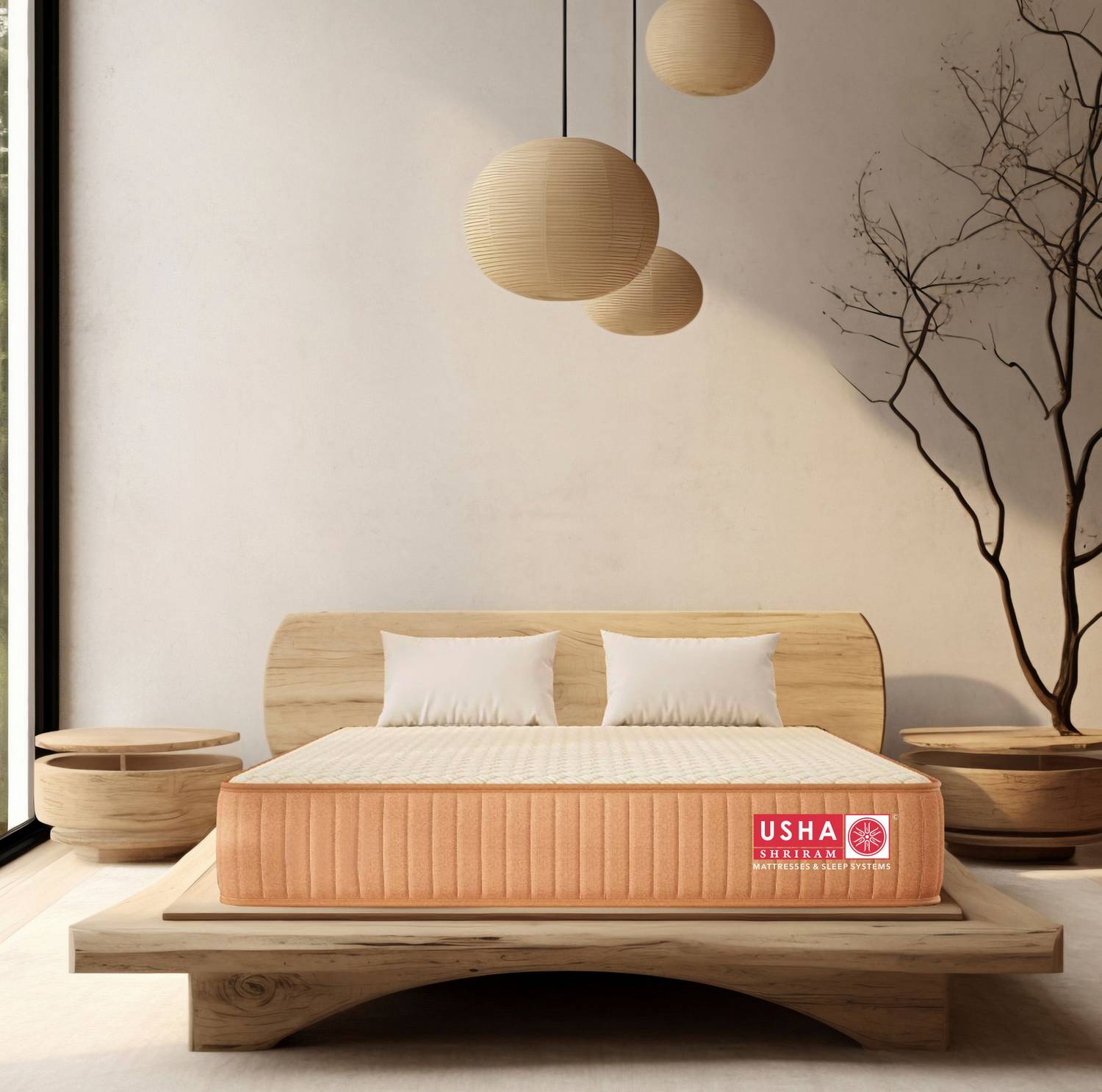 USHA SHRIRAM 7-Zone AeroTalalay™ Latex Pocket Hybrid with 12 Years Warranty 6 inch King Hybrid Latex Foam and Pocket Spring Mattress