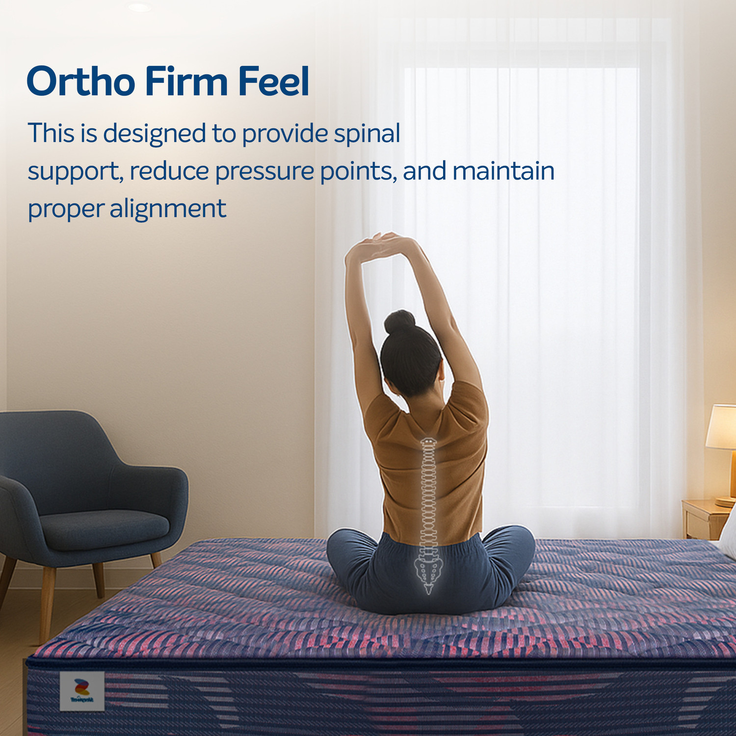 Image of Sleepwell Champ Classic Ortho, Back Support, Triple Quilted Plush Top, Anti-Microbial, 4 inch Double Bonded Foam Mattress