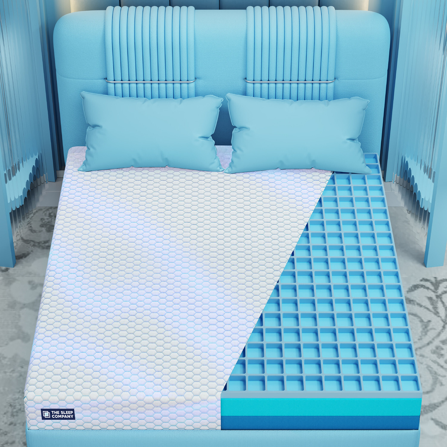 Image of The Sleep Company SmartGRID Ortho SnowTec- AIHA Certified 4-6 Degree Cooling Technology| 8 inch King High Density (HD) Foam Mattress