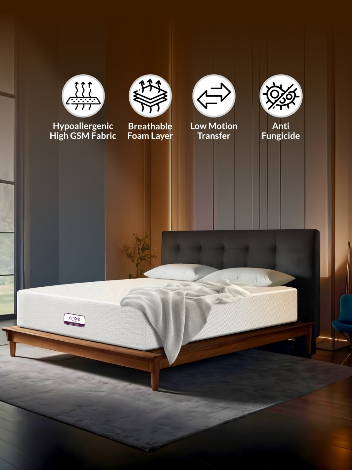 Image of Amore International Amore Essential Orthopedic CertiPUR-US Certified | CertiGuard Technology 6 inch Single High Resilience (HR) Foam Mattress