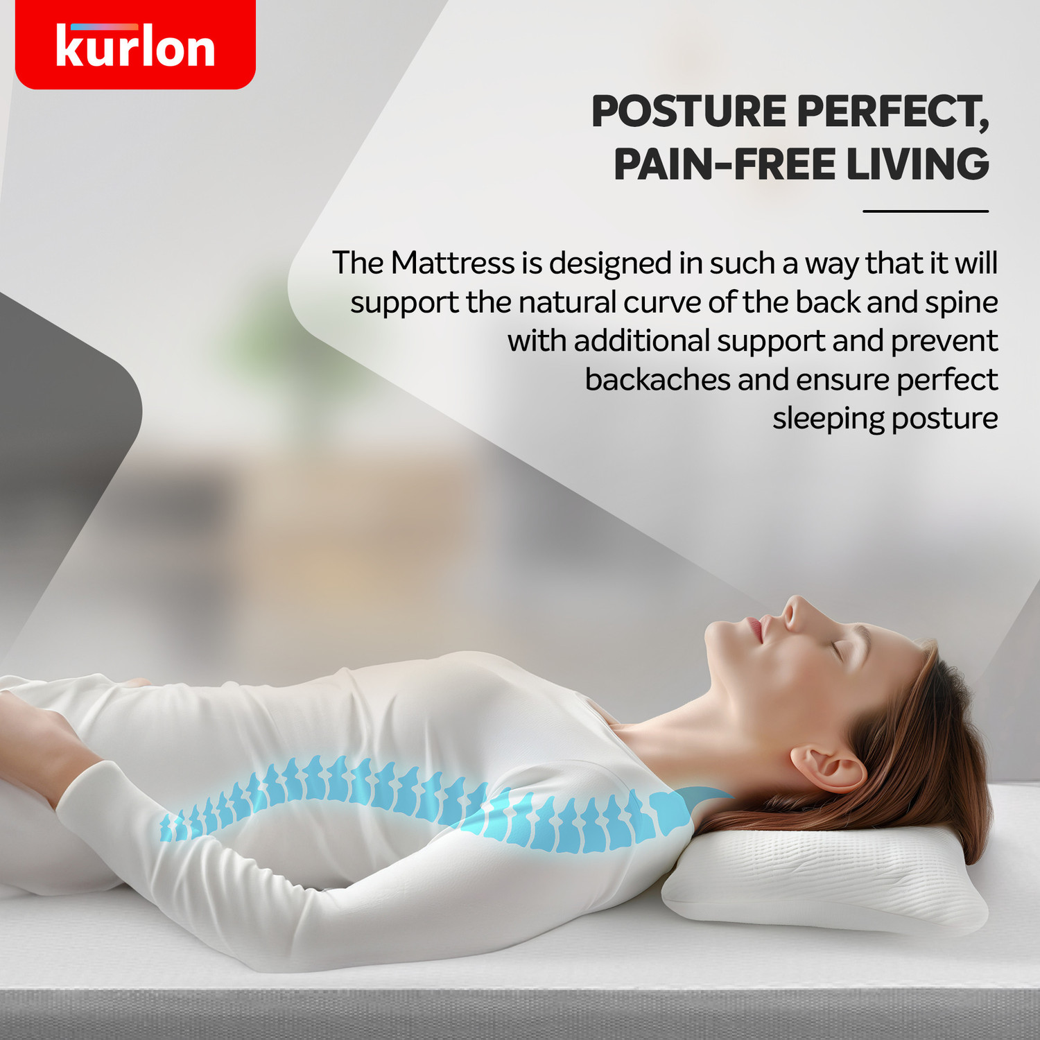 Image of KURLON Orthopedic, Memory Foam, Medium Firm, Back & Spine Support, High Resilence Foam 10 inch King Memory Foam Mattress