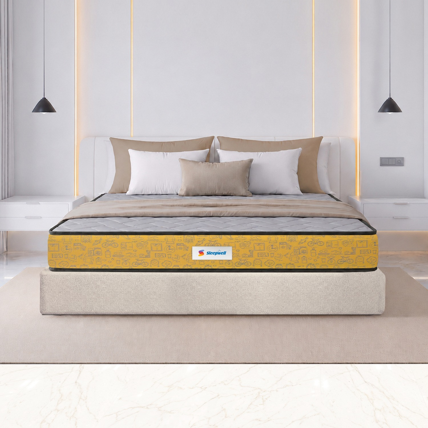 Image of Sleepwell Ortho Pro Spring, Medium Firm, Orthopedic, Anti-Microbial, 10 Yr Warranty, 6 inch Single Pocket Spring Mattress
