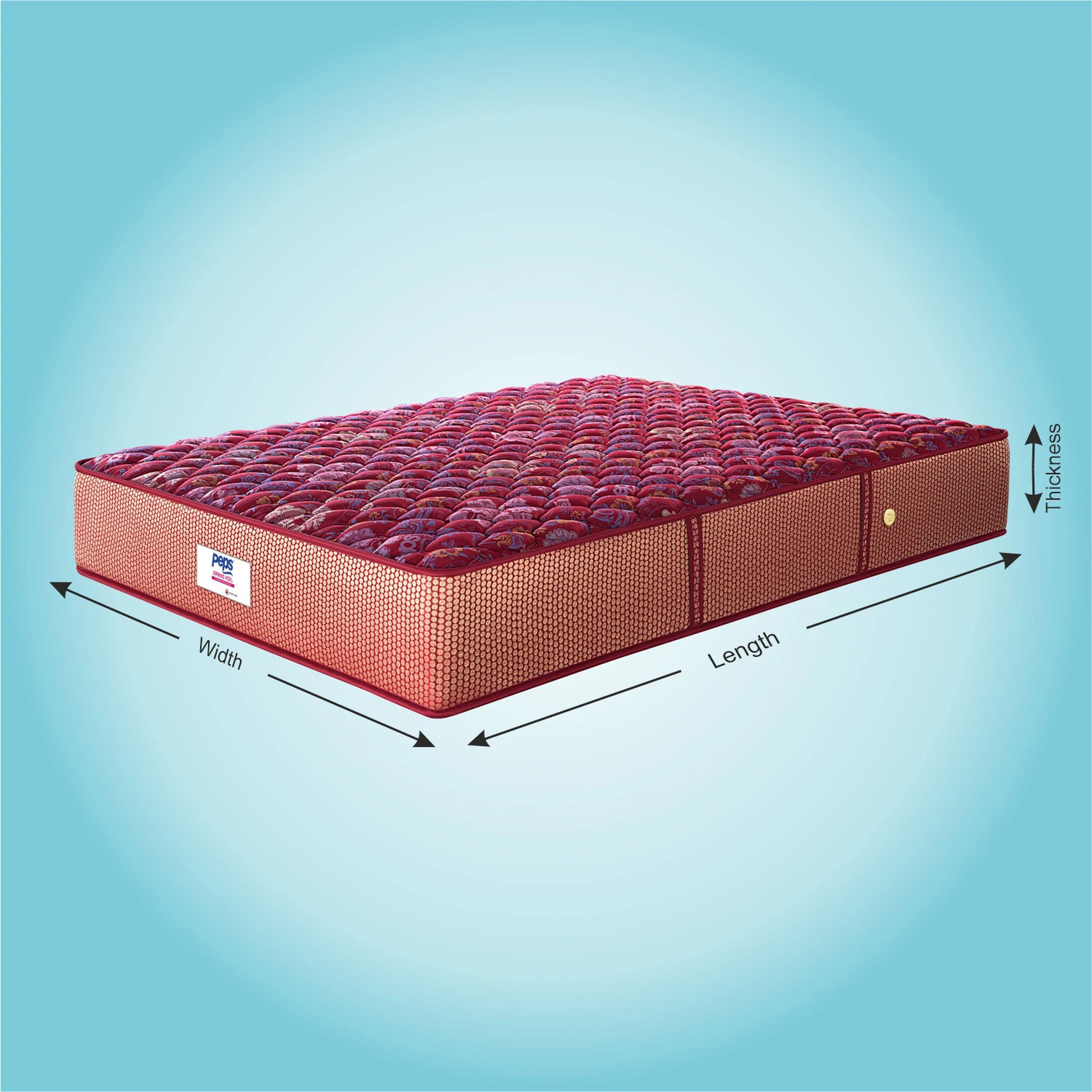 Image of PEPS Springkoil Durable PU Foam Quilt, Medium Firm Back Support, Dark Blue 10 inch Queen Bonnell Spring Mattress (L x W: 84 inch x 60 inch)