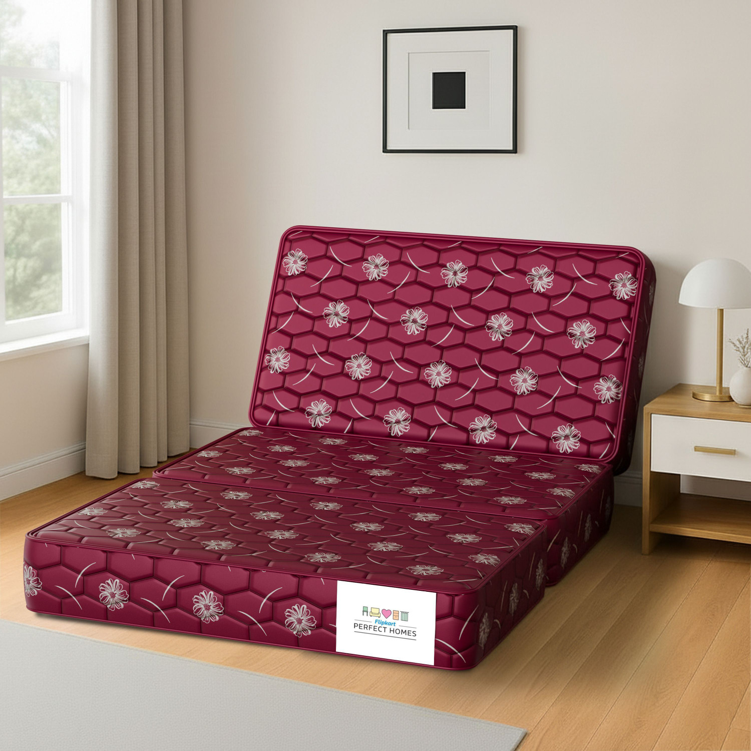 Image of Flipkart Perfect Homes Rise - Three Folding /Travel Mattress 4 inch Single PU Foam Mattress