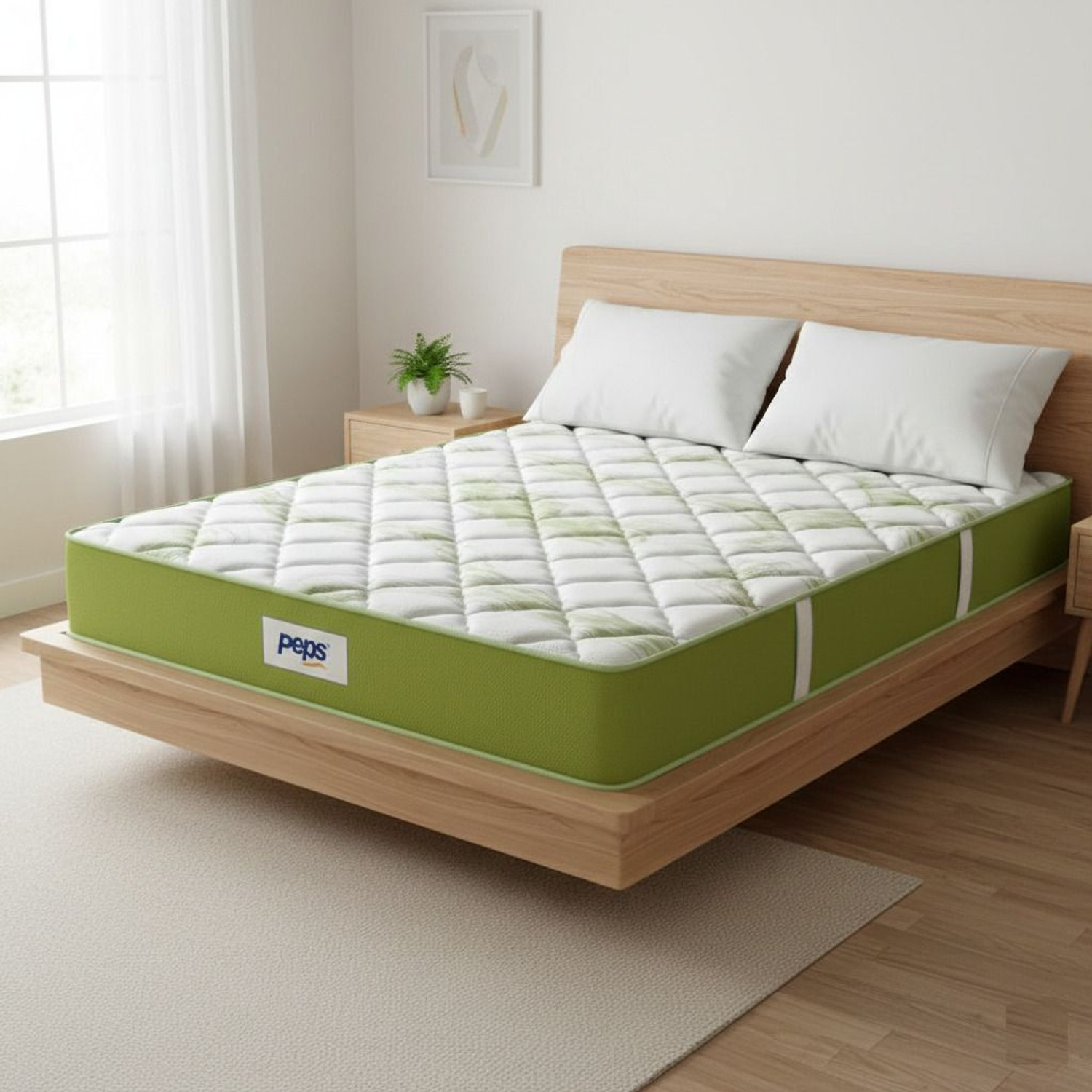 Image of PEPS Springkoil Ortho Luxe Anti-Microbial Multi-Layered Comfort 8 inch King Hybrid Latex Foam and Pocket Spring Mattress