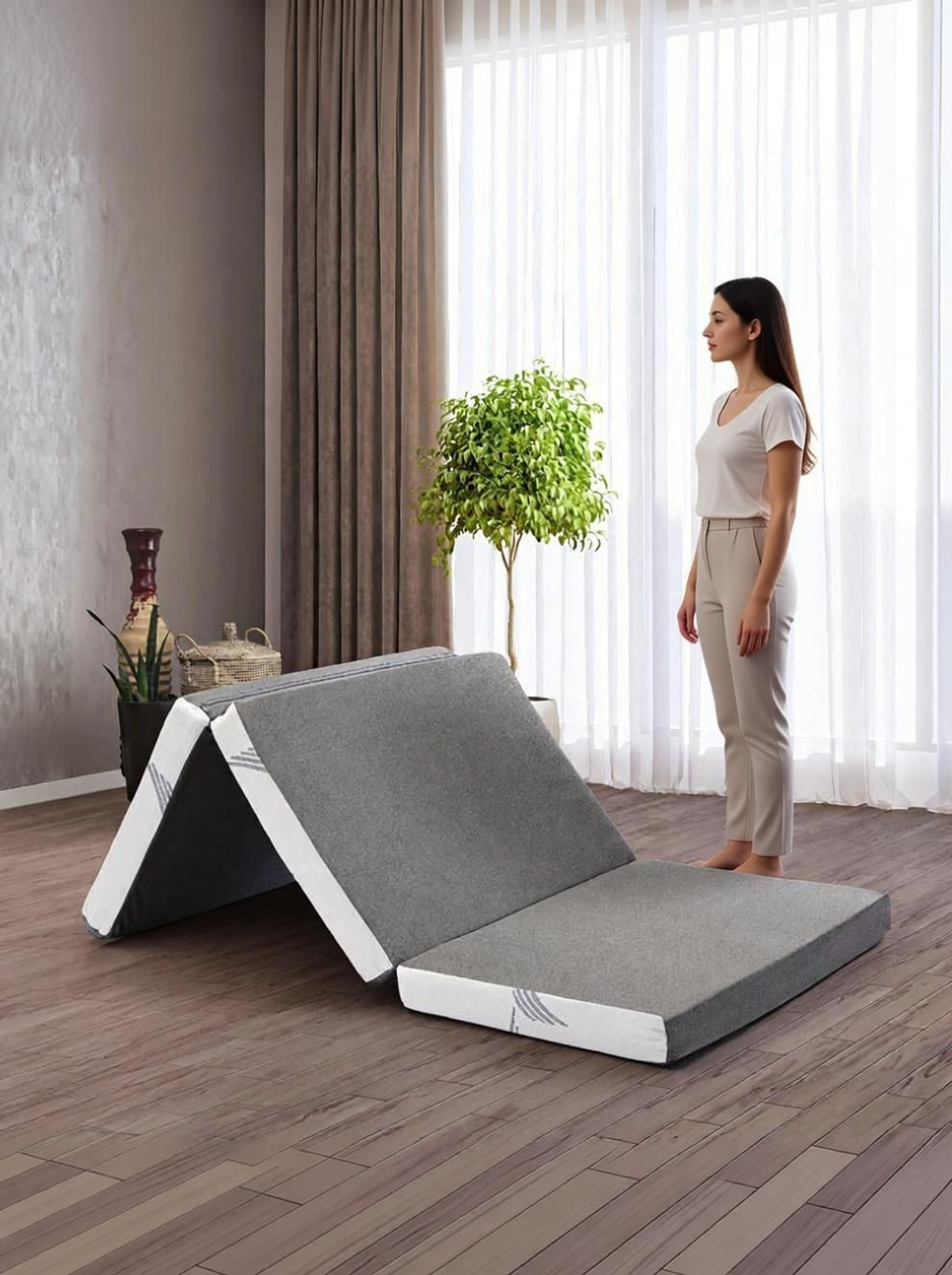 Image of Wakefit Flexagon Tripod Pro 4 inch Double High Resilience (HR) Foam Mattress