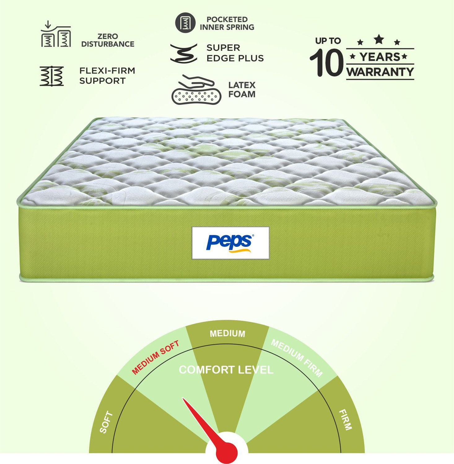 Image of PEPS Springkoil Ortho Luxe Anti-Microbial Multi-Layered Comfort 8 inch King Hybrid Latex Foam and Pocket Spring Mattress