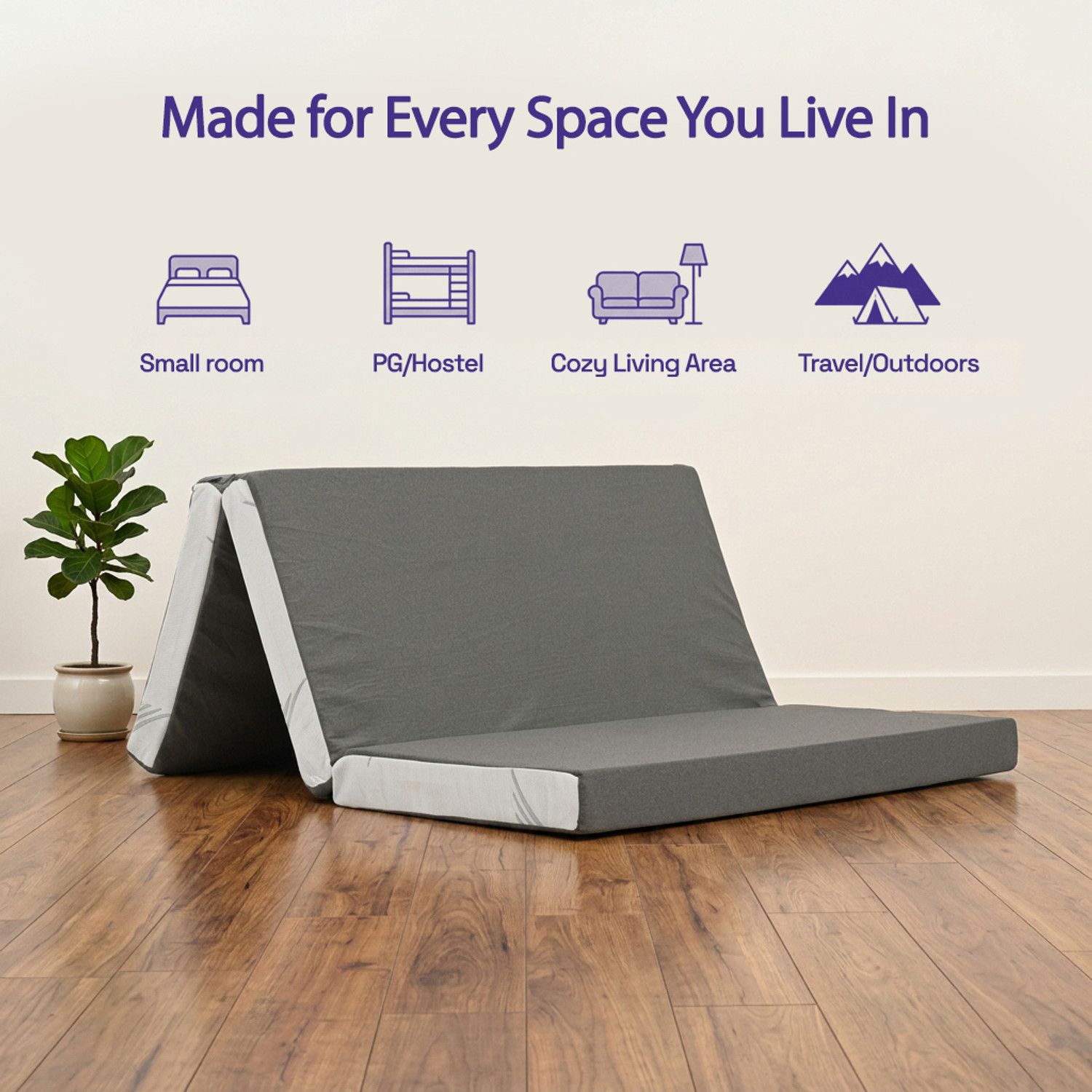 Image of Wakefit Flexagon Trifold Pro 4 inch Single High Resilience (HR) Foam Mattress