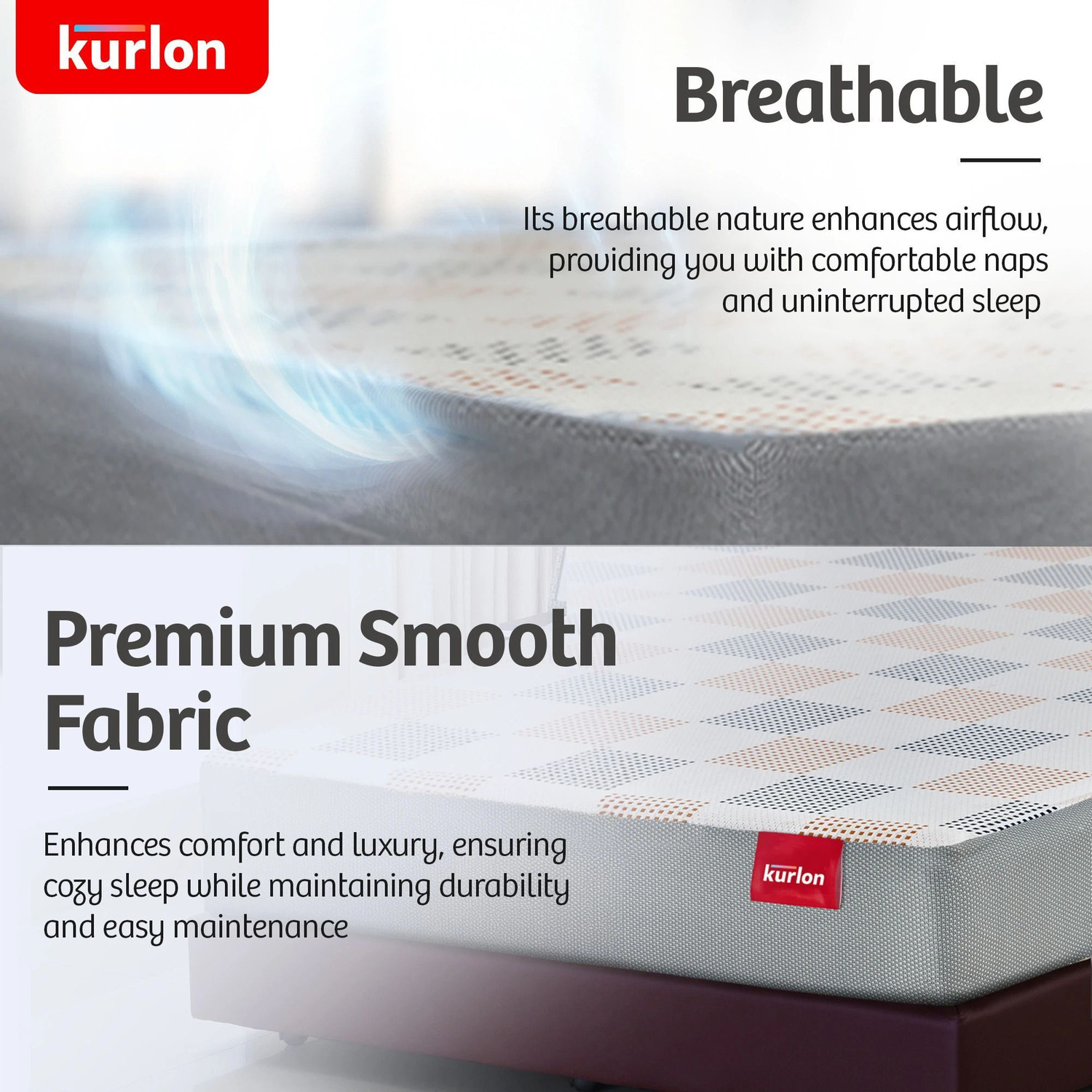 Image of KURLON Dual Reversible Mattress, Soft & Firm Support 4 inch Single High Resilience (HR) Foam Mattress