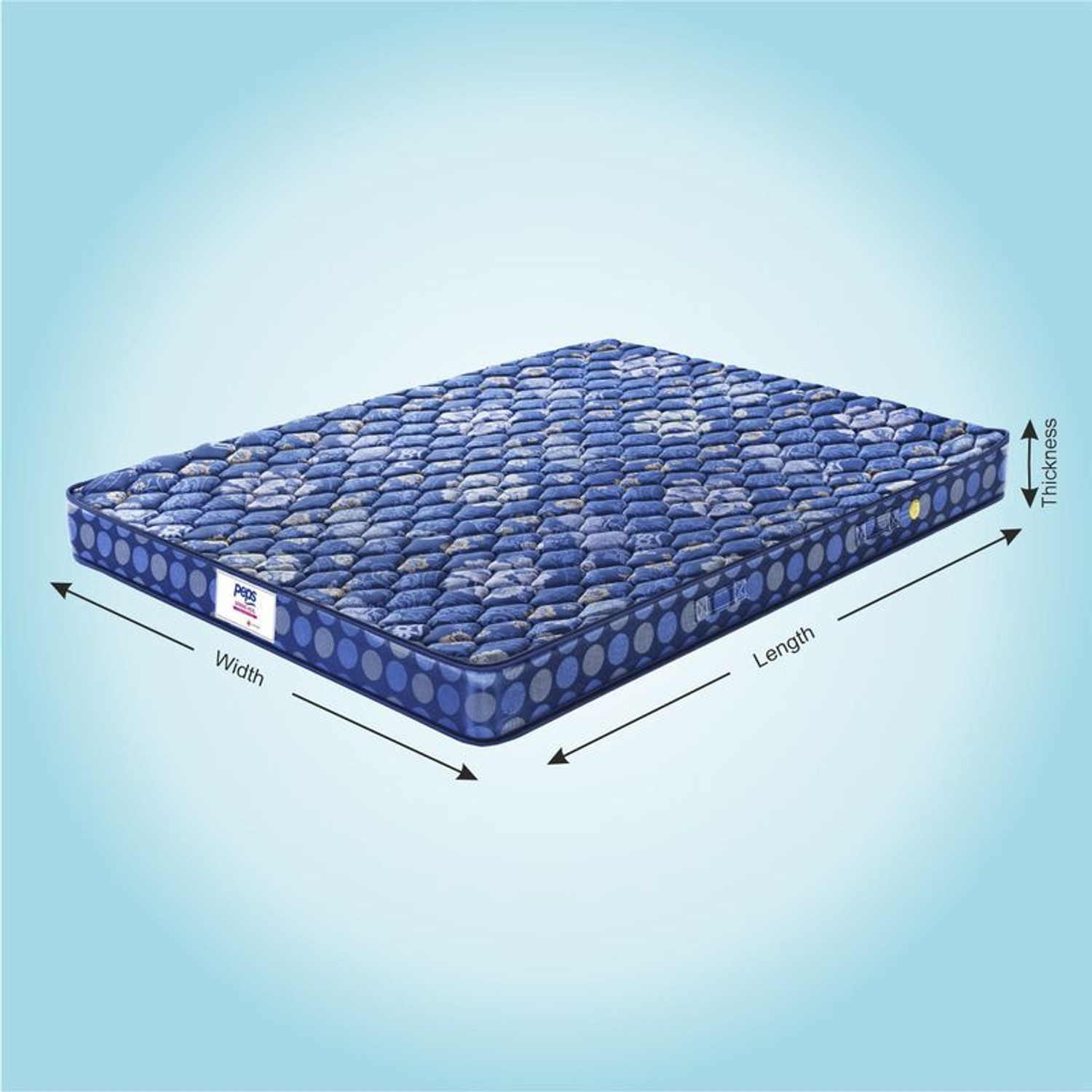 Image of PEPS Springkoil Durable PU Foam Quilt, Medium Firm Back Support, Dark Blue 6 inch Single Bonnell Spring Mattress