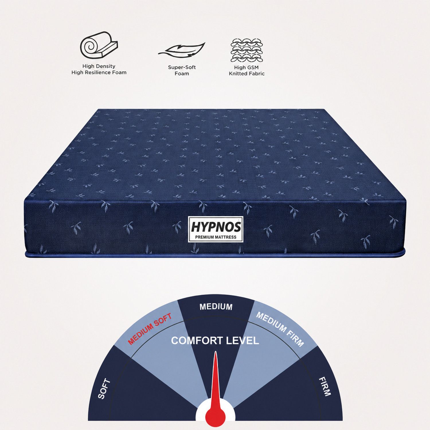 Image of Hypnos Dual Comfort Reversible Soft & Hard Sides 5 inch Single High Resilience (HR) Foam Mattress