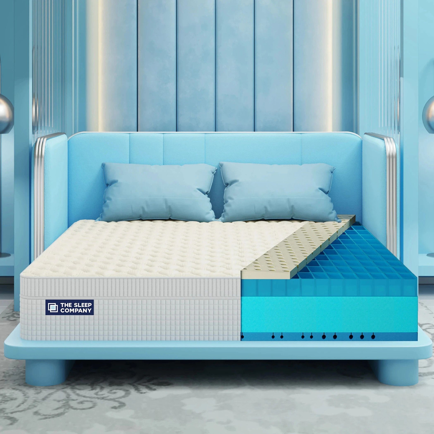 Image of The Sleep Company SmartGRID Ortho Royale-Pro blend of & Plush Bouny Feel of Natural Latex 8 inch King Latex Foam Mattress