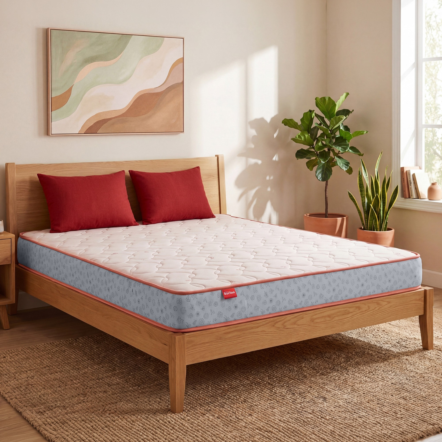 Image of KURLON Ortho Plus Spring, Medium Firm, Pocket Spring Core, 10 Yr Warranty, 6 inch King Pocket Spring Mattress