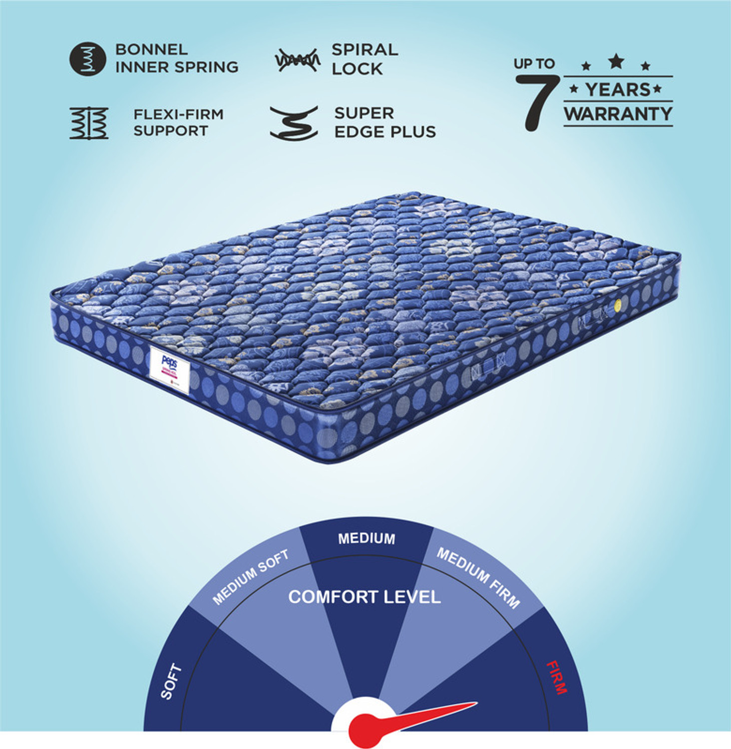 Image of PEPS Springkoil Normal Top Blue 6 inch Single Bonnell Spring Mattress