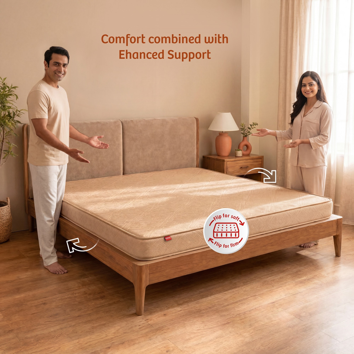 Image of KURLON Dual, Medium Soft & Firm, Dual Side Comfort, Reversible, 10 Yr Warranty, 6 inch King High Resilience (HR) Foam Mattress