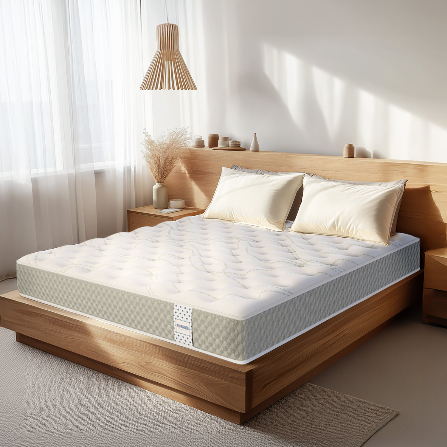 Image of Florance Hybrid Latex Mattress, 7-Zone Pressure Relief, Medium Firm, 5-Layer 8 inch Single High Resilience (HR) Foam Mattress
