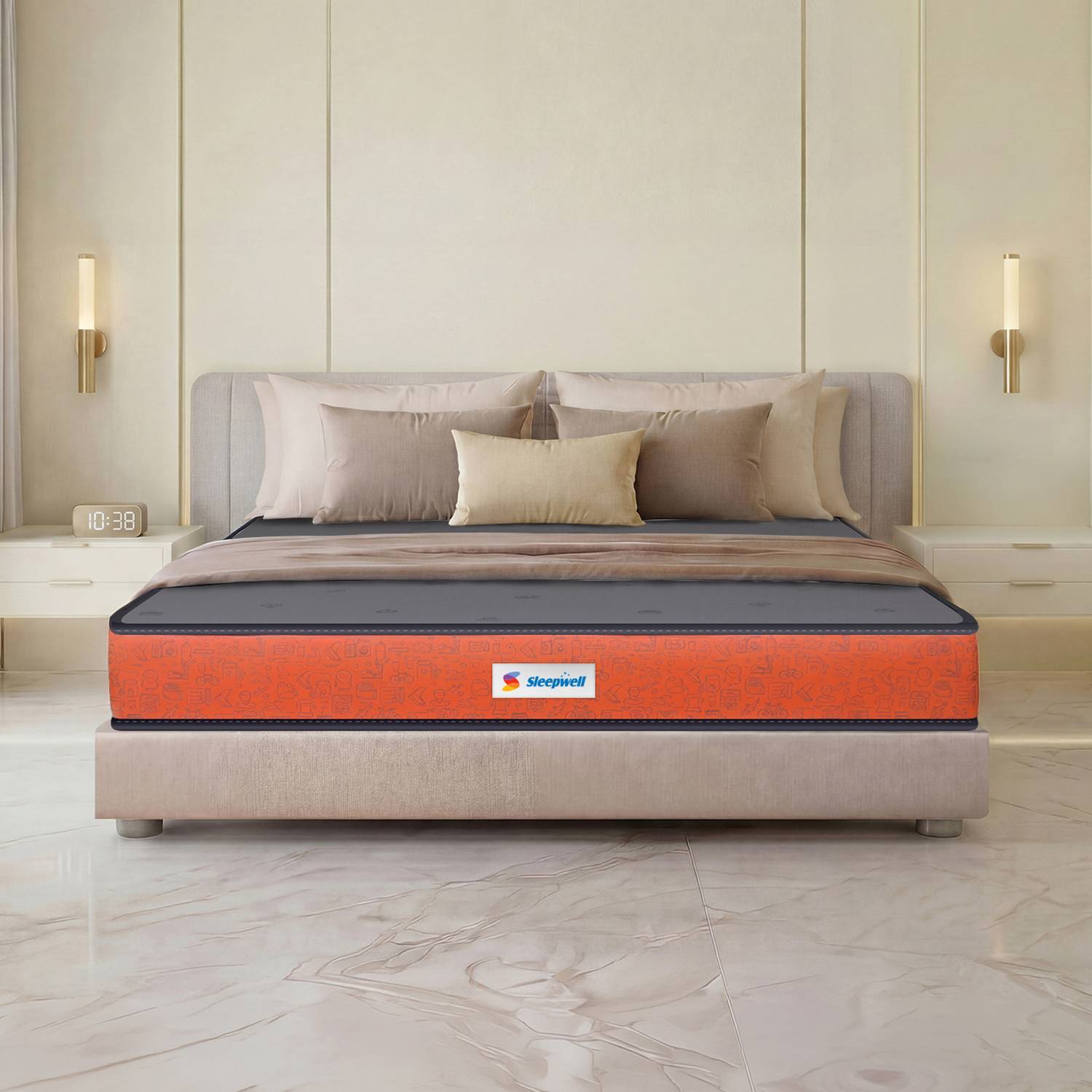 Sleepwell Ortho Pro, Medium Firm, Orthopedic Support, Anti-Microbial, 10 Yr Warranty, 5 inch King High Resilience (HR) Foam Mattress