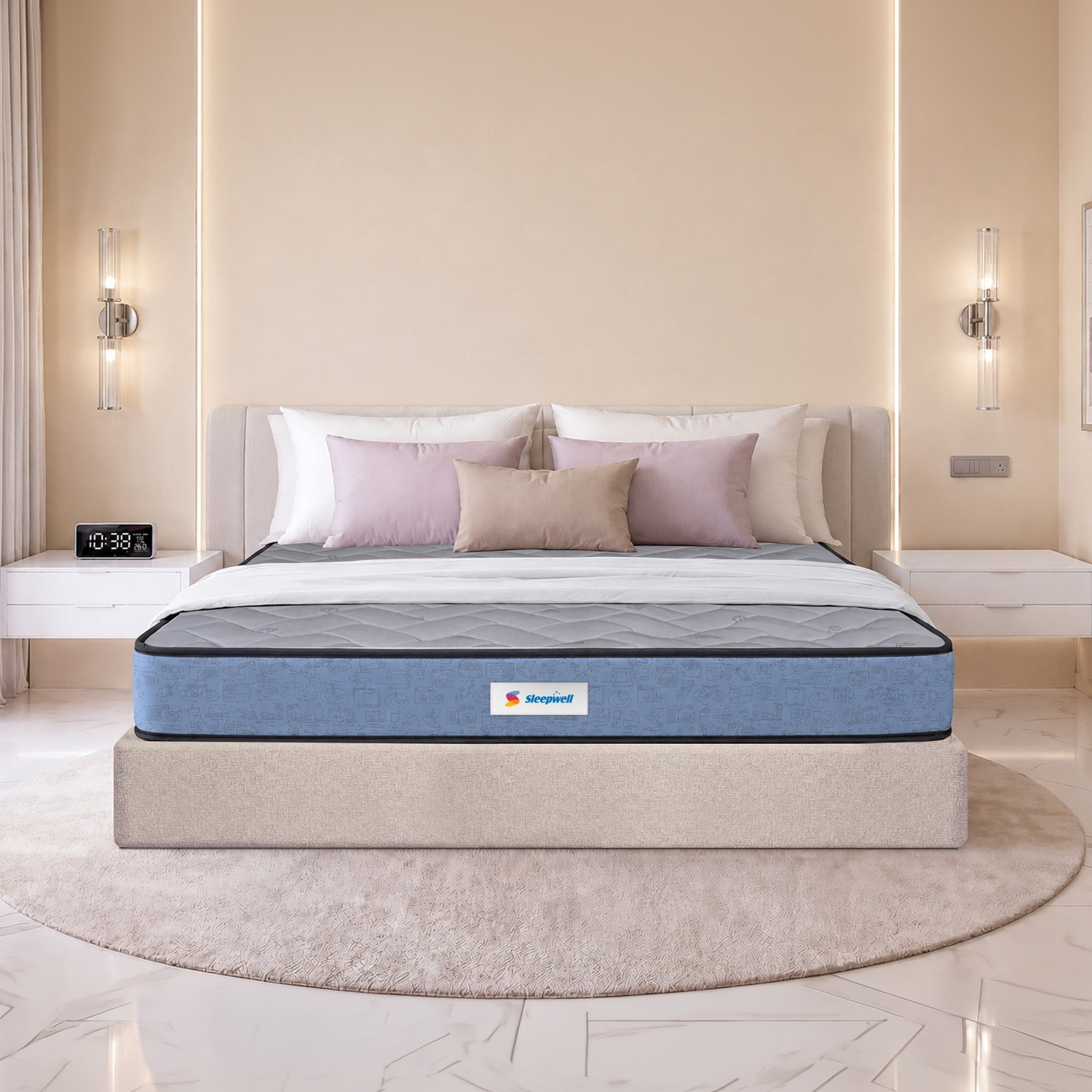 Image of Sleepwell Ortho Pro Latex, Medium Firm, Natural Latex, Anti-Microbial, 10 Yr Warranty, 6 inch King High Resilience (HR) Foam Mattress