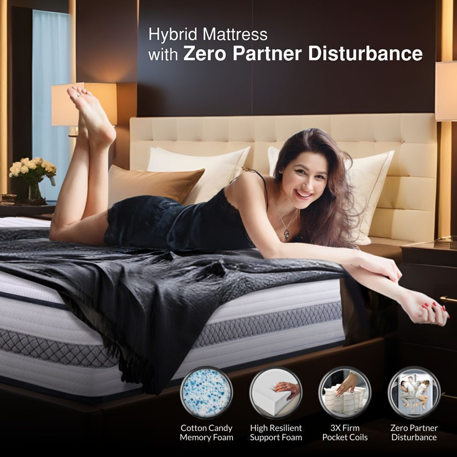 Image of Durfi Hybrid Cotton Candy Memory Foam CertiPUR-US Certified 8 inch Single Pocket Spring Mattress