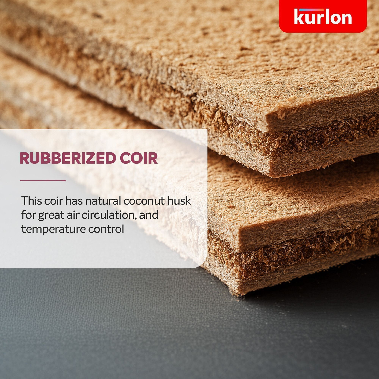 Image of KURLON Natural Rubberized Coir, Medium Firm, Natural Cooling, PU Foam Quilting Top 5 inch Single Coir Mattress