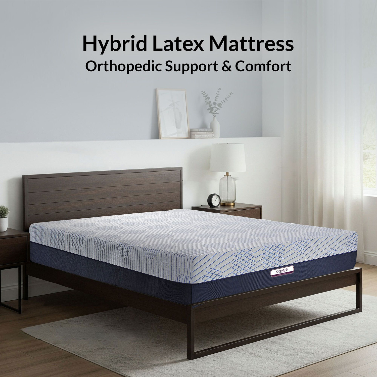 Image of Amore International Pincore Hybrid Latex Orthopedic Mattress 8 inch Queen High Resilience (HR) Foam Mattress