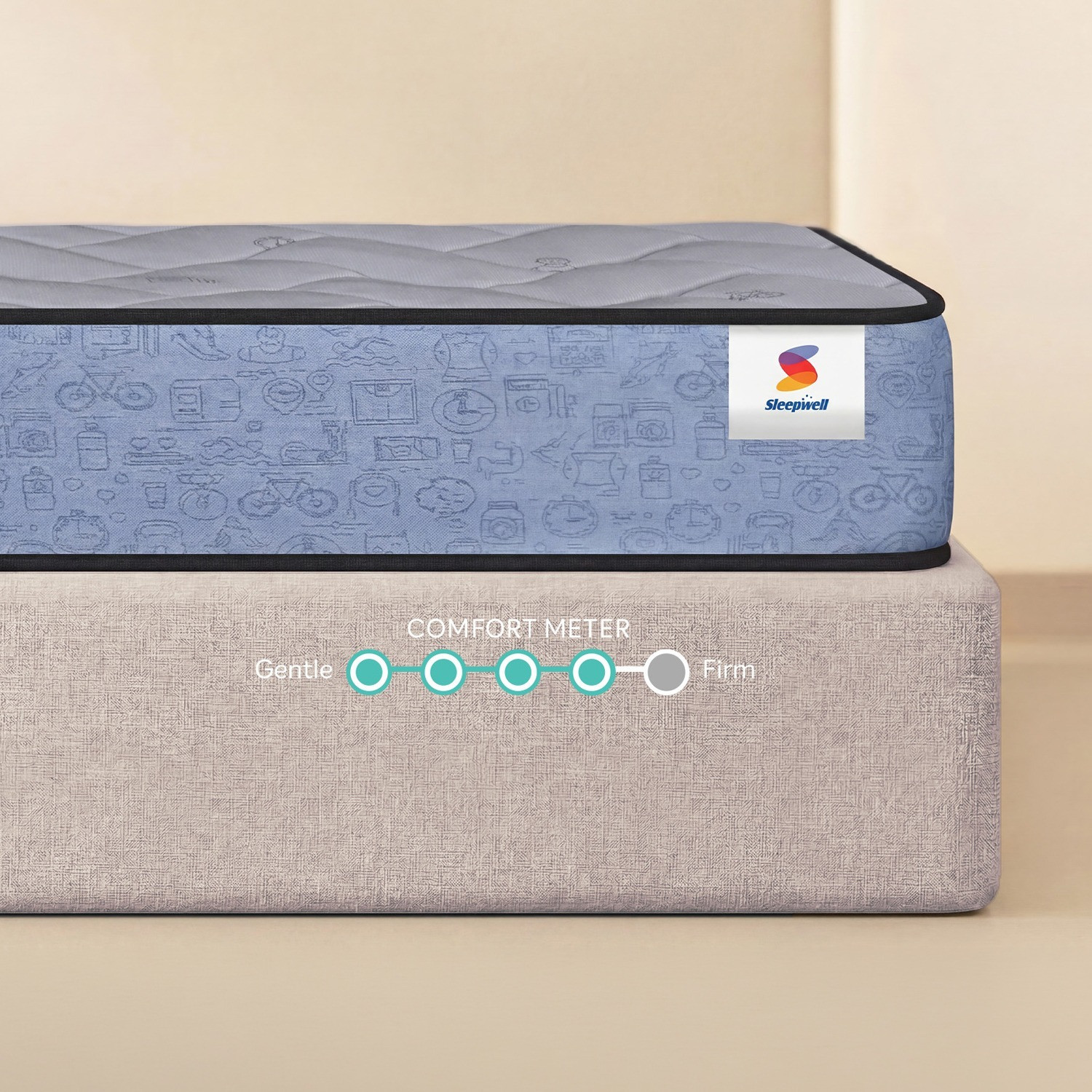 Image of Sleepwell Ortho Pro Latex, Medium Firm, Natural Latex, Anti-Microbial, 10 Yr Warranty, 6 inch King High Resilience (HR) Foam Mattress