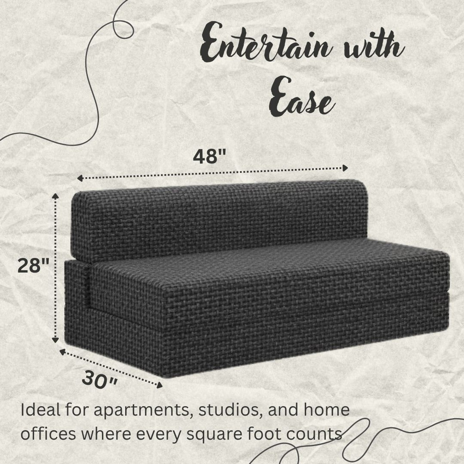 Image of Aeronix Premium Sofa-Mattress 3-in-1 Foldable Bed High-Density Foam Washable Cover 7 inch Double EPE Foam Mattress