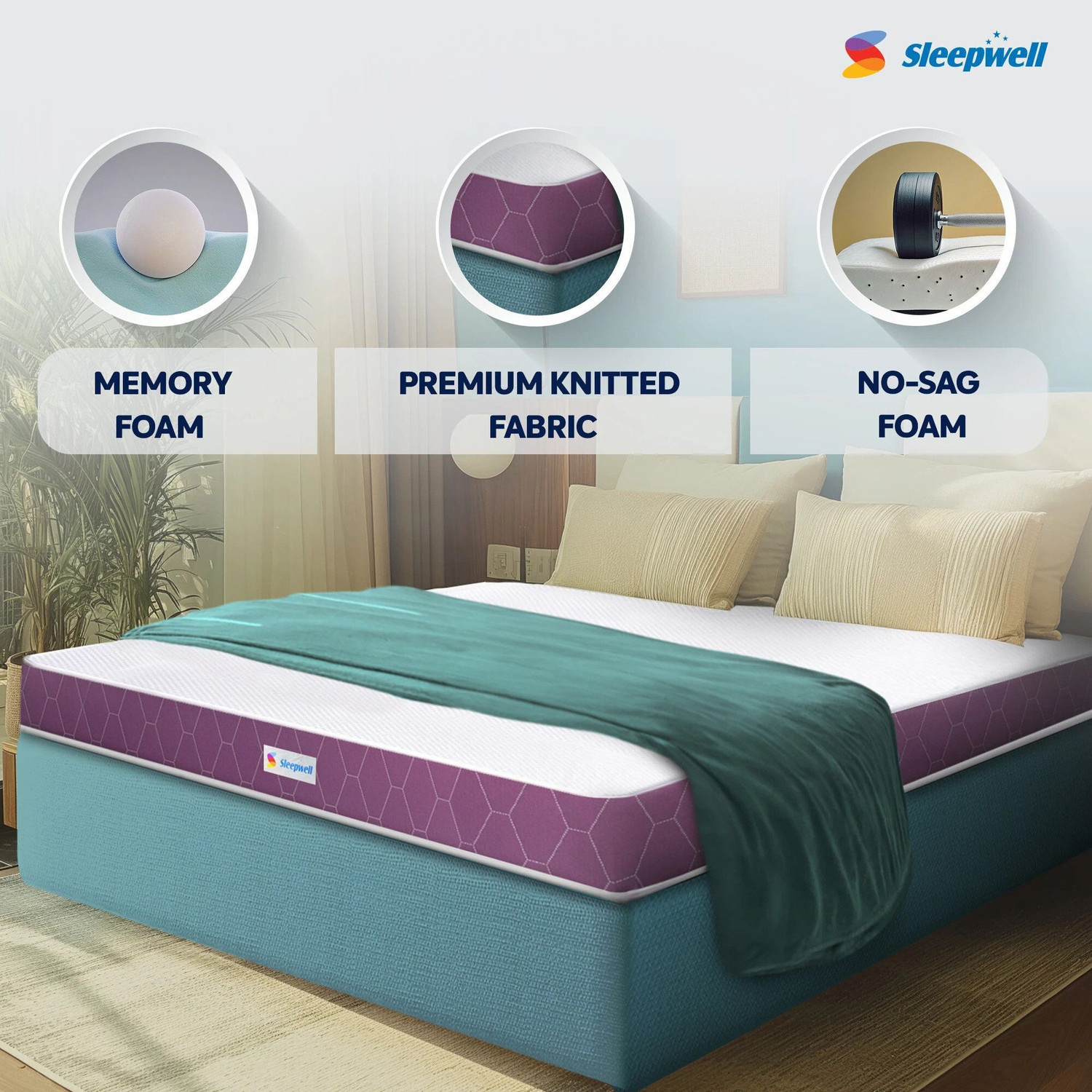 Image of Sleepwell Orthopedic, Impression Memory Foam, Firm Resitec Support Layer, Anti-Microbial 5 inch Queen Memory Foam Mattress