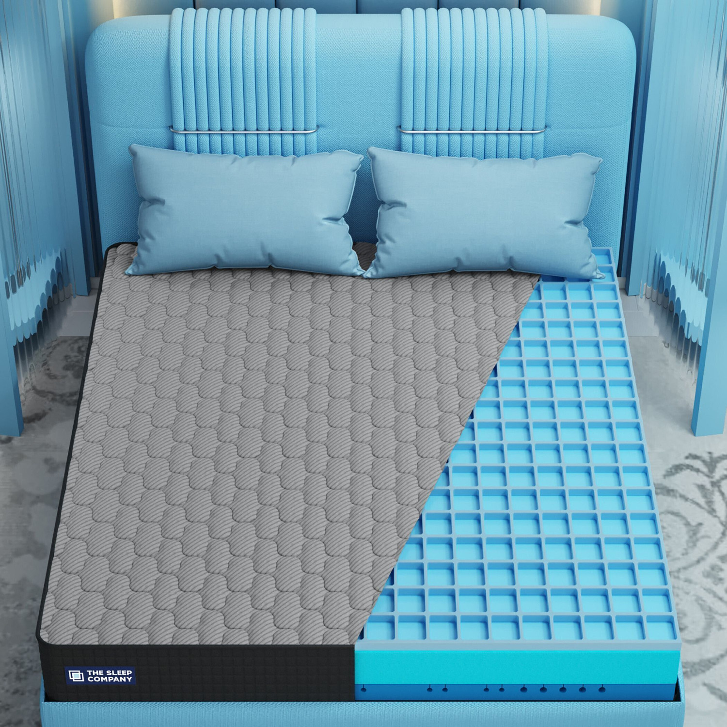 Image of The Sleep Company SmartGRID Ortho Pro - Doctor Recommended 5 Zone Firm Feel for Pressure Relief| 6 inch King High Density (HD) Foam Mattress