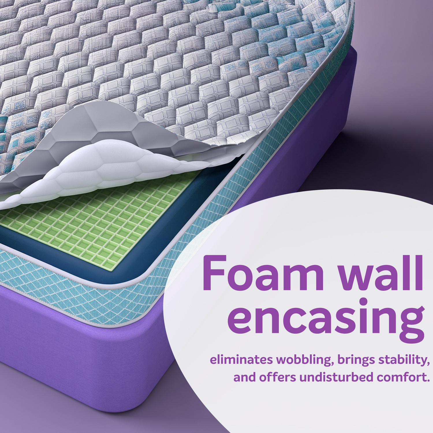 Image of Sleepwell ProGrid,Grid Tech, 3400+ air Channels,Double-Layered Quiltec Foam,Anti-Microbial 8 inch King High Resilience (HR) Foam Mattress