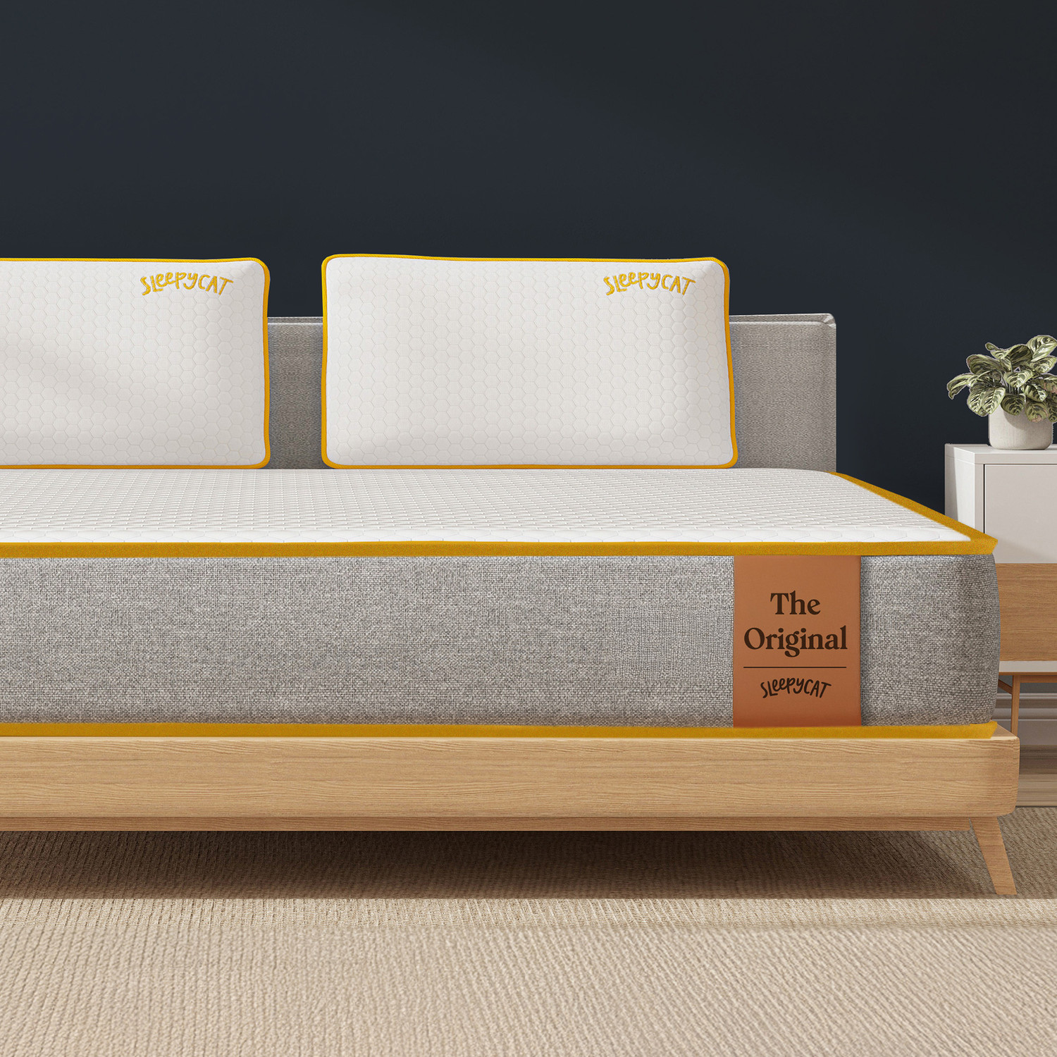 Image of SleepyCat Original Ortho Mattress with AirGen Memory Foam | Medium Firm Feel for Comfort | 4 inch King High Resilience (HR) Foam Mattress