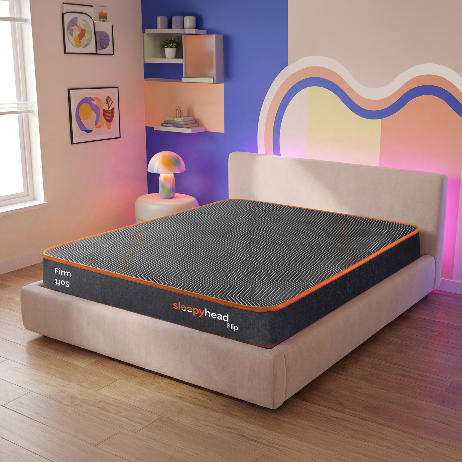 Image of Sleepyhead Flip Designed by Duroflex - Premium Dual Sided with Firm & Medium Soft Sides 8 inch Double High Density (HD) Foam Mattress