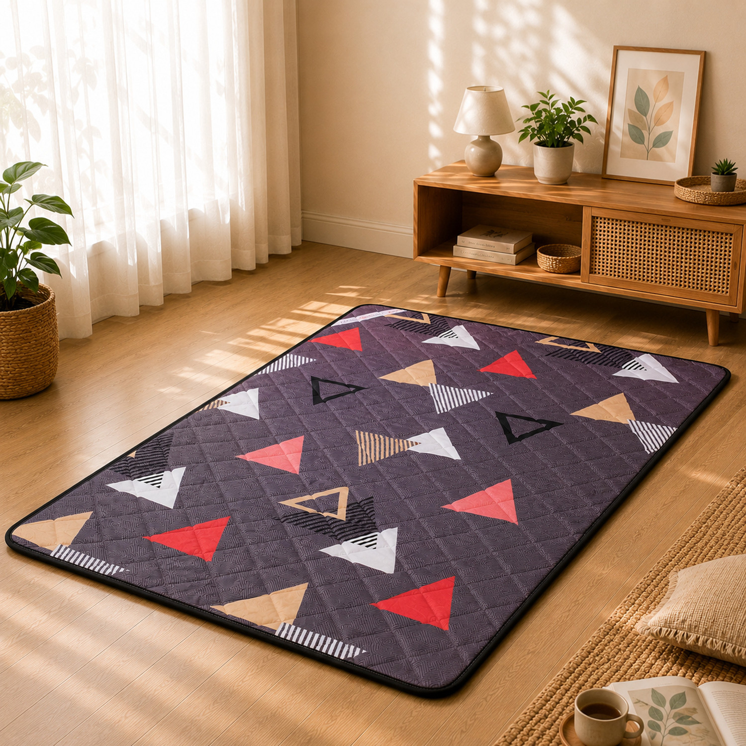 Image of Rhythm Lite 1 Inch Foldable Foam Mattress, Travel Picnic, High Resilience (HR) foam 1 inch Queen High Resilience (HR) Foam Mattress
