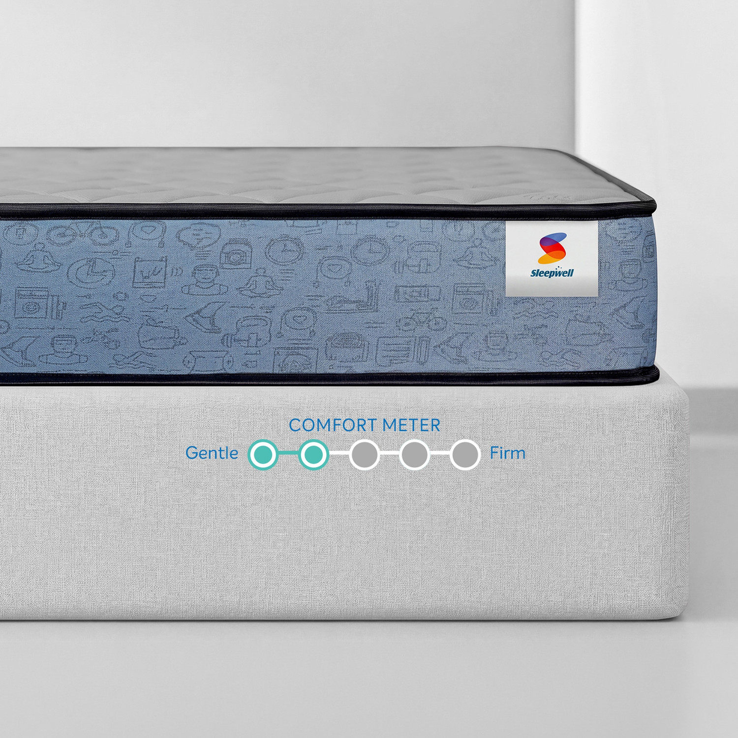 Image of Sleepwell Ortho Genius Grid, Medium Firm, Anti-Mite, Anti-Microbial, 10 Yr Warranty, 8 inch King High Density (HD) Foam Mattress