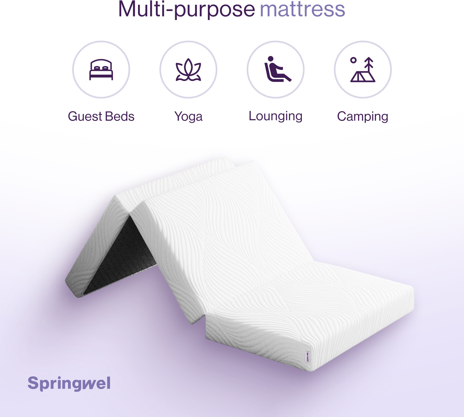 Image of SPRINGWEL Tri-fold Portable Mattress, Anti-skid Base, Washable cover 4 Inch HD Foam single 4 inch Single High Density (HD) Foam Mattress